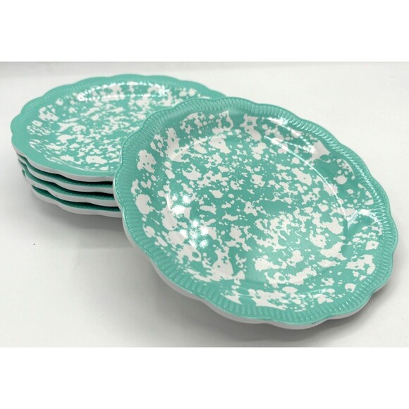 Pioneer Woman Set of 5 100% Melamine Appetizer Plates Country Splatter Teal NWT - Picture 3 of 12
